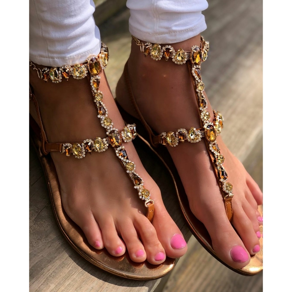 𝙇𝙖𝙨𝙩 𝙎𝙞𝙯 6, 7, 8, 11💎Bronze Sunset Rhinestone Emblished Sd - Picture 3 of 8